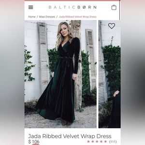 BALTIC BORN EMERALD GREEN VELVET DRESS💚